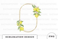 Watercolor Lemons Gold Frame png Product Image 1