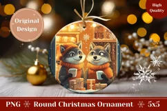 Cartoon Winter Wolf Ornament PNG, Christmas Ornament Design Product Image 1