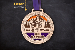 Ice Racing Sport Medal SVG laser cut files for Glowforge Product Image 1