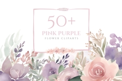 50 Watercolor Floral Clipart, Pink Flower PNG Decorative Product Image 1