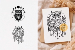 Owl with Moon Phases, Celestial Owl svg, Boho Owl svg, png Product Image 1
