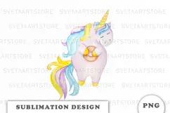 Watercolor Cute Unicorn png Product Image 1