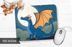 Moonlit Blue Dragon with Orange Wings Mouse Pad PNG Design Product Image 1