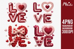 Knitted LOVE Valentine Latch Hook Yarn PNG Sublimation Product Image 1