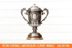 Retro Football Watercolor Clipart Product Image 1