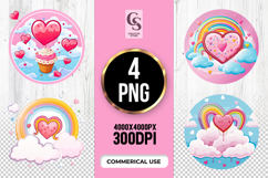 Rainbow Heart Clipart Sublimation PNG Product Image 1