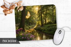 Glowing Butterfly in a Serene Forest Mouse Pad PNG Design Product Image 1