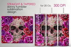 Halloween Gothic Skull and Flowers | Skinny tumbler design Product Image 1