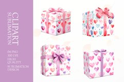 Valentines Day watercolor gift box Clipart Product Image 1