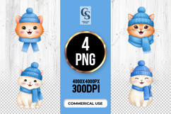 Cute Winter Cat Clipart Sublimation PNG Product Image 1