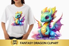Watercolour Fantasy Dragon Clipart Product Image 1