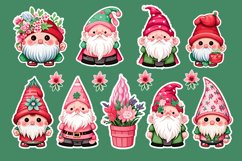 Cute Christmas Watercolor Gnomes Sticker Design Bundle Product Image 1