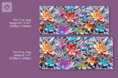 3D Crystal Flowers mug PNG sublimation. 11 &amp; 15 oz mug wrap Product Image 2