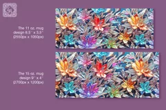 3D Crystal Flowers mug PNG sublimation. 11 & 15 oz mug wrap Product Image 2