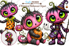 Whimsical Halloween Clipart, Whimsical Halloween Pumpkin PNG Product Image 1