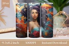 Mermaid Tumbler Sublimation 20 oz, Mermaid Wrap Design PNG Product Image 1