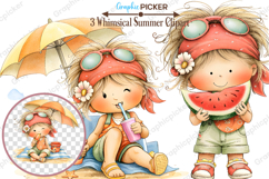 Whimsical Beach Girl Clipart, Whimsical Summer Clipart Product Image 1
