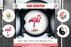 Retro 90s Tropical Memphis Car Coaster Product Image 1