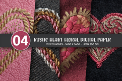 Rustic Heart Floral Digital Paper Product Image 1
