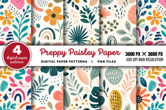 Bright Preppy Paisley Digital Paper PNG Product Image 1