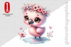 Cute Flamingo Clipart - PNG File Product Image 2