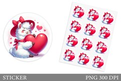 Cute Lama Sticker Design. Valentines Lama Sticker Printable Product Image 1