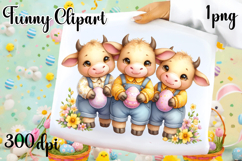Spring animal clipart|Cute cow easter animals clipart Product Image 1