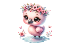 Cute Flamingo Clipart - PNG File Product Image 1