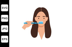 Woman brushing her teeth in a minimal flat design vector ill Product Image 1