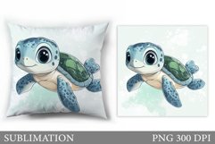 Turtle Pillow Sublimation. Sea Turtle Sublimation Product Image 1