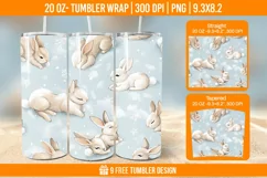 Cute Rabbit Seemless Tumbler Wrap Designs, Sublimation Wrap Product Image 1