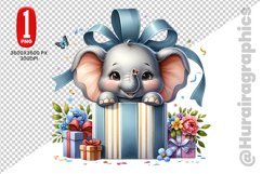 Cute Elephant Clipart - PNG File Product Image 1