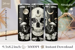 Vintage Skull Tumbler Wrap Design, Mystical Tumbler Template Product Image 1