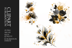 Elegant black and gold floral bouquet set clipart Product Image 1