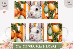 Easter Bunny Mug Design, Cartoon Carrot Mug Sublimation Product Image 1