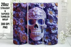 3D Skull Flowers Sublimation Tumbler Wrap | 3D Tumbler wrap Product Image 1