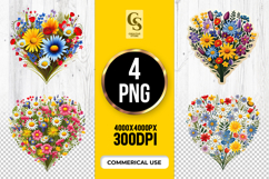 Wildflower Heart Bouquet Clipart Sublimation PNG Product Image 1