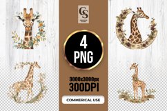 Watercolor Giraffe Clipart Sublimation PNG Product Image 1