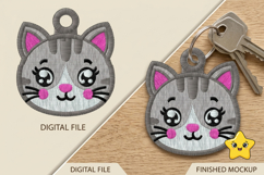 Cute Cat Keychain Embroidery Design Product Image 1