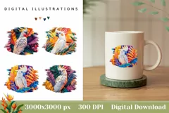 Cockatoo Clipart, Cockatoo Illustration, Neon Cockatoo PNG Product Image 1