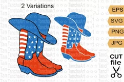Cowboy boots svg, Cowboy hat printart American flag svg, png Product Image 1