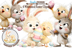 Whimsical Easter Animals PNG, Whimsical Bunny Easter Clipart Product Image 1