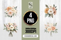 Vintage Peach Rose Bouquet Clipart Sublimation PNG Product Image 1