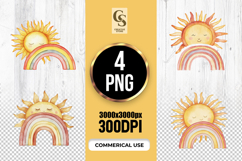 Sun Rainbow Clipart PNG Product Image 1