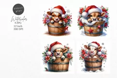 Christmas cow, JPG, Junk journal, Digital paper Product Image 1