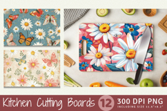 Whimsical Daisy Butterfly Cutting Boards sublimation Designs Product Image 1