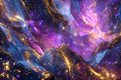 Cosmic Abstract Swirl with Gold and Neon Light Art Product Image 1