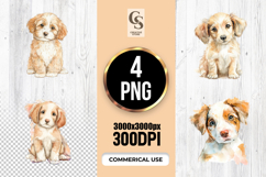 Watercolor Puppy Dog Portrait Clipart Sublimation PNG Product Image 1