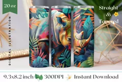 Rhinoceros Tumbler Wrap, Rhinoceros Sublimation Tumbler Product Image 1