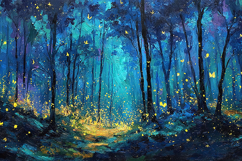 Magical Firefly Forest Glow Fantasy Painting Product Image 1